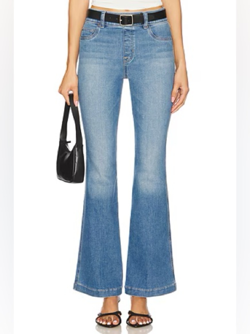 Spanx Flare Jeans in Stonewash Blue Size Small Pull On Stretch Denim